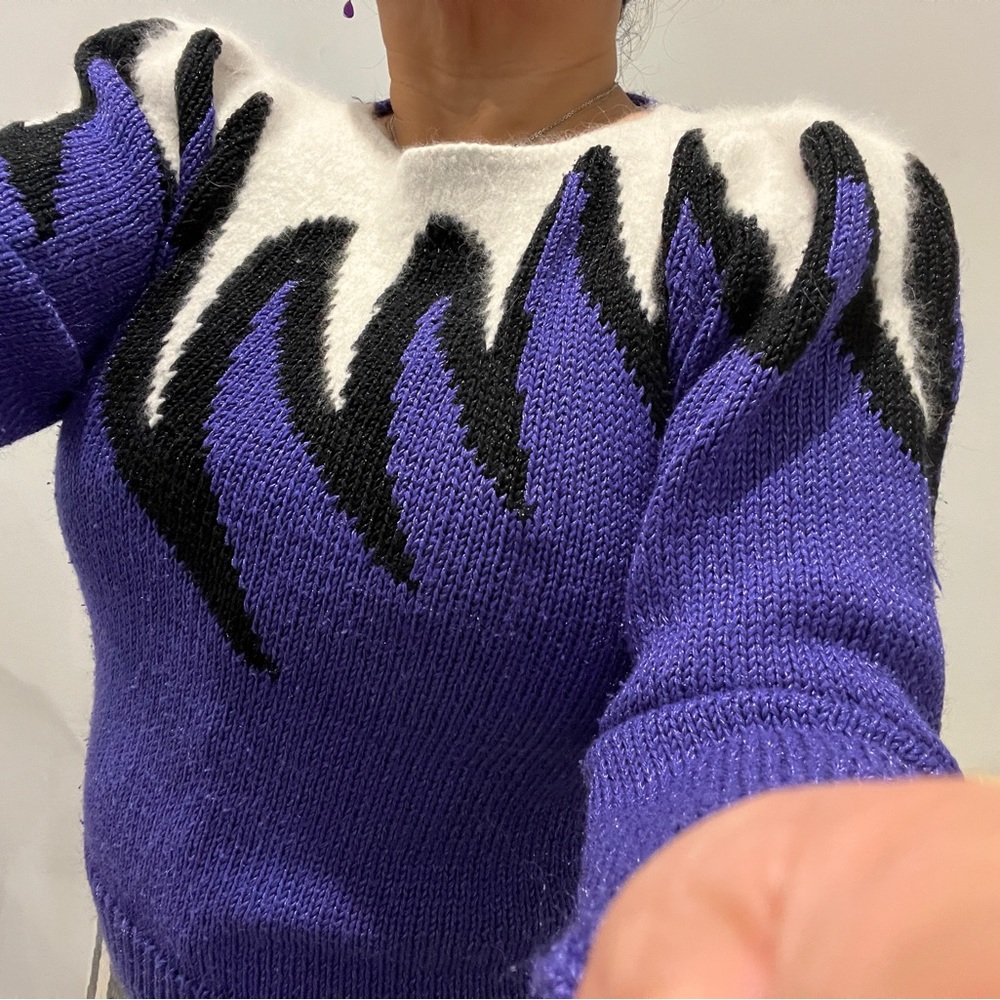 Vintage Purple Flame Angora Sweater Angel Sweater Feather Wing Cape Puff Sleeves
